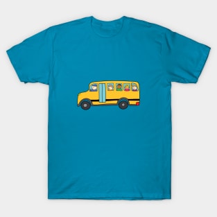 cute yellow schoolbus with happy children T-Shirt